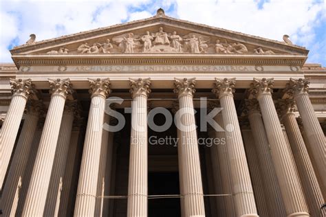 Facade Of United States National Archives Building In Washington Stock ...