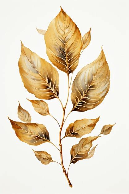 Premium AI Image | Leaf drawn with gold lines leaf whole in the frame AI generative