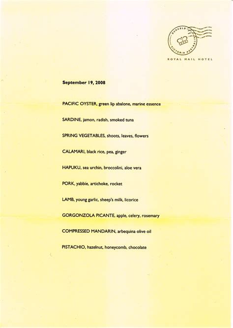 Royal Mail Hotel - Restaurant Menu | koukat | Flickr