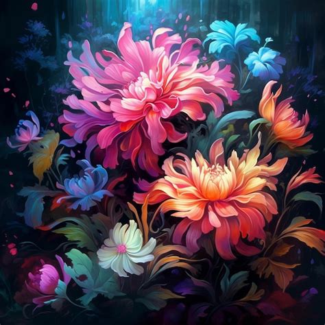 Premium Photo | A painting of flowers that is titled " the sun is shining