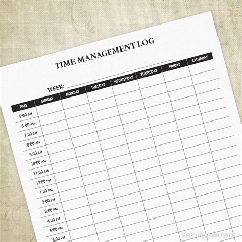 Time Management Log Printable | Time management printable, Time ...