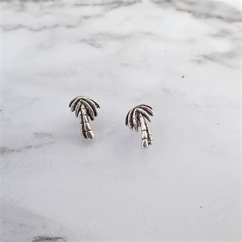 Palm Tree Stud Earrings Sterling Silver Palm Tree Earrings - Etsy