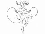 Little Girl Jumping Rope Vector Coloring Book Stock  sketch template