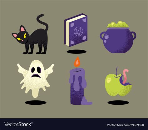 Six happy halloween icons Royalty Free Vector Image