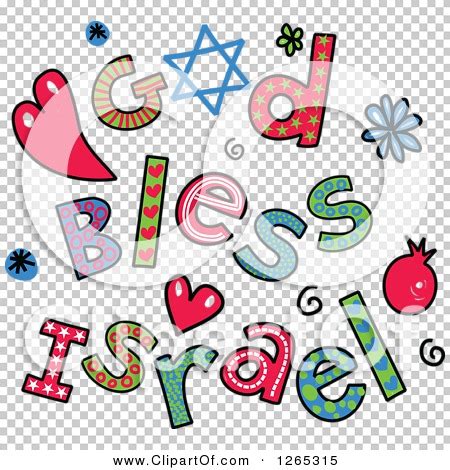 Clipart of Colorful Sketched God Bless Israel Text - Royalty Free Vector Illustration by Prawny ...