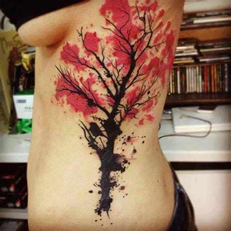 Árbol de Cerezo en Acuarelas by Nils - Tatuajes para Mujeres