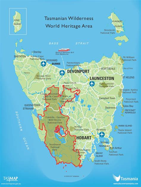 Tasmania national parks map - Ontheworldmap.com