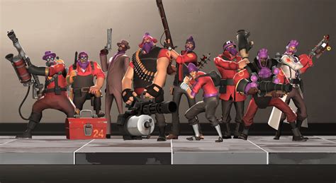 All Lazy purple's loadouts. (Yes the spy is missing the flower it just doesn't show up on ...