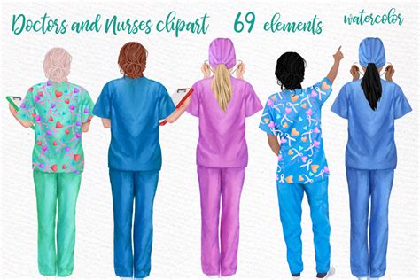 Nurses clipart,Doctors Scrubs | Healthcare Illustrations ~ Creative Market