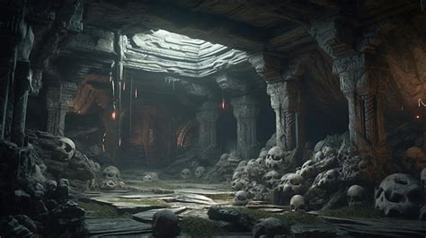 Premium Photo | Hellish catacombs of the fallen spirits digital art ...