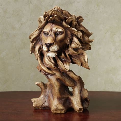 This would be pretty surrounded by ivy... Lion Bust Sculpture | Animal sculptures, Wood ...