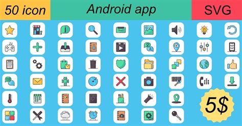 Outline Android App Icon Bundle Bundle · Creative Fabrica