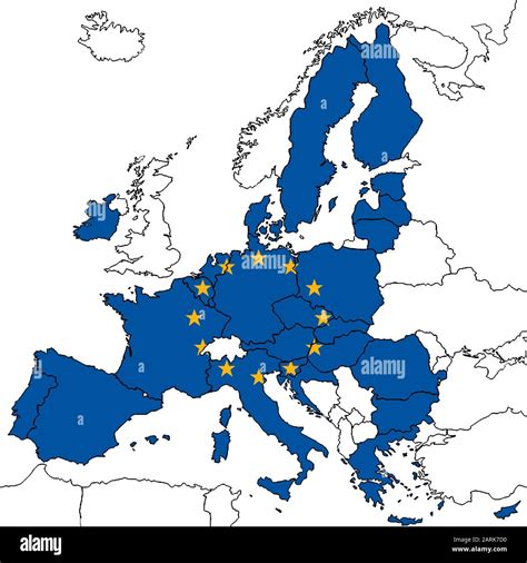 Un mapa de la Unión Europea sin Gran Bretaña sobre fondo blanco ...