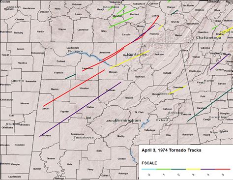 April 3-4, 1974 Tornado Tracks