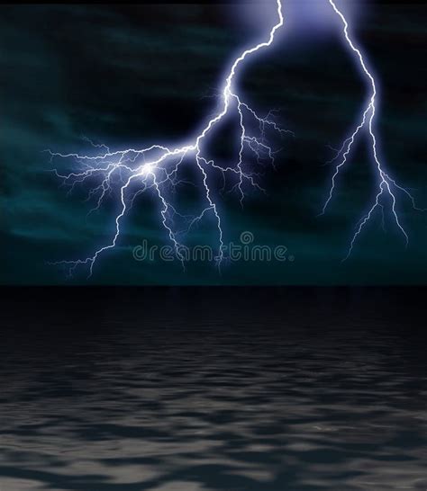 Lightning storm over ocean stock illustration. Illustration of abstract ...