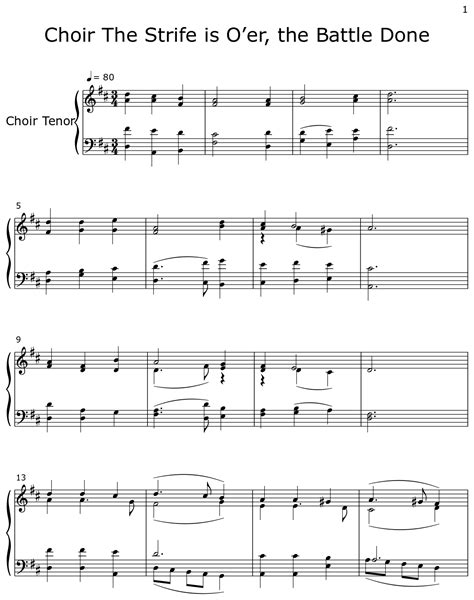 Choir The Strife is O’er, the Battle Done - Sheet music for Choir Tenor