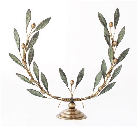 Bronze olive tree branch wreath sculpture verdigris patina finish ...