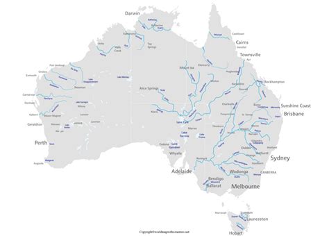 4 Free Labeled Australian Rivers Map In PDF