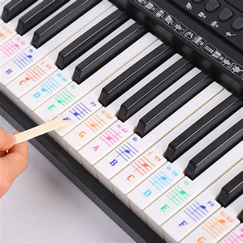 Colorful Detachable Music Decal Notes Piano Keyboard Stickers 61 Or 88-Key Electronic Piano ...