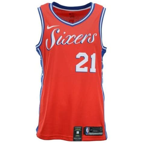 Joel Embiid Signed 76ers Nike Red Statement Jersey inscribed "The Process" (Fanatics Hologram ...