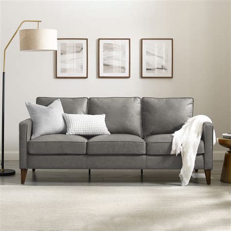 Free Shipping! Hillsdale Jianna Faux Leather Sofa, Grey - Walmart.com