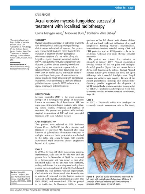 (PDF) Acral erosive mycosis fungoides: Successful treatment with ...