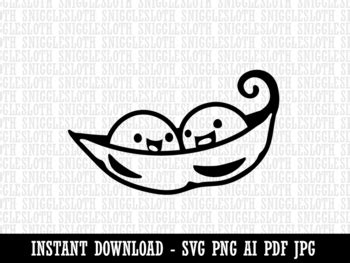 Two Peas in a Pod Clipart Instant Digital Download AI PDF SVG PNG JPG Files