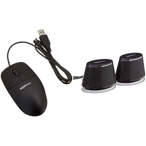 Amazon Basics USB Plug-n-Play Computer Speakers for PC or Laptop, Black ...