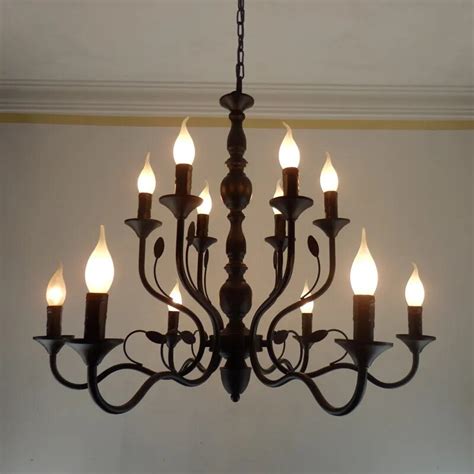 Vintage Black Metal Chandeliers Wrought Iron Home Chandelier For Living ...