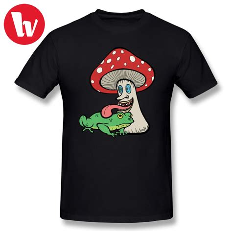 Psychedelic Clothing T Shirt Mushroom Licking Toad T Shirt Men Cartoon Print Funny Tee Shirt ...