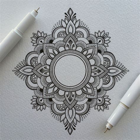 Small original drawing. The Mandala is 12cm x 11cm in size drawn on high quality,textured,300gsm ...