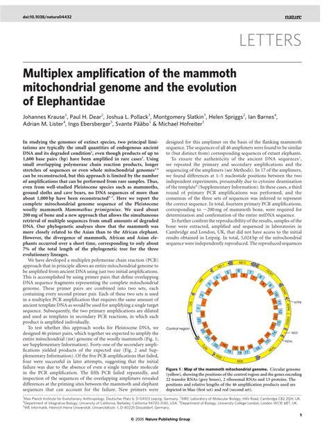 (PDF) Multiplex Amplification of the Mammoth Mitochondrial Genome and the Evolution of Elephantidae