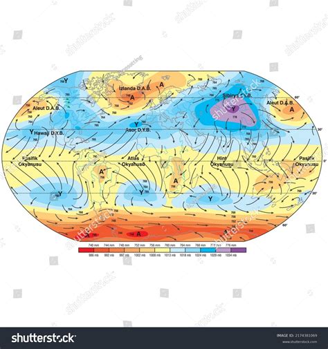 World January Isobar Map World January Stock Vector (Royalty Free) 2174381069 | Shutterstock