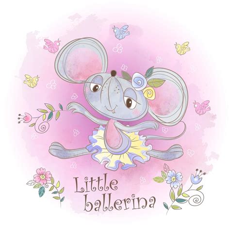 A little ballerina mouse in watercolor 683722 Vector Art at Vecteezy