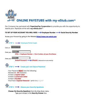 Fillable Online ONLINE PAYSTUBS with my-eStub Fax Email Print - pdfFiller