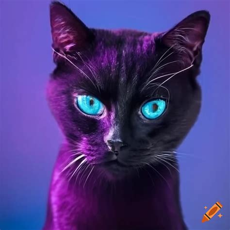 Blue-eyed black cat with mesmerizing colors on Craiyon