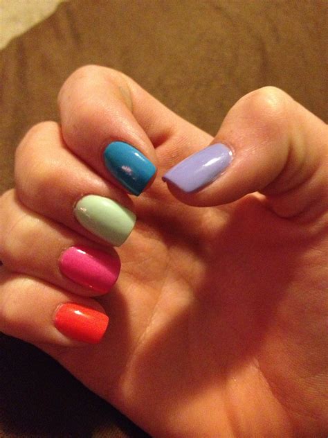 My multi-colored spring nails! | Spring nails, Multicolored nails, Manicure colors