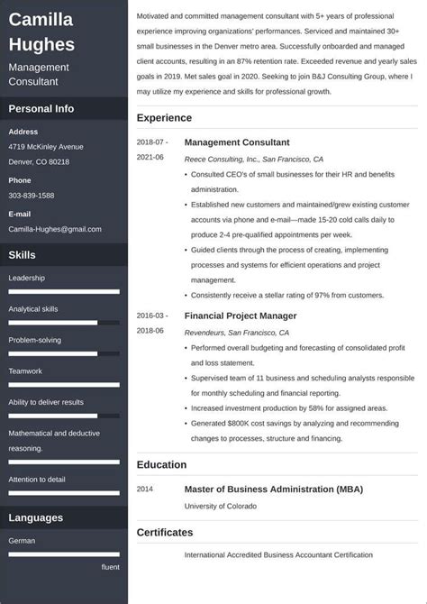 Consulting Resume Template Word