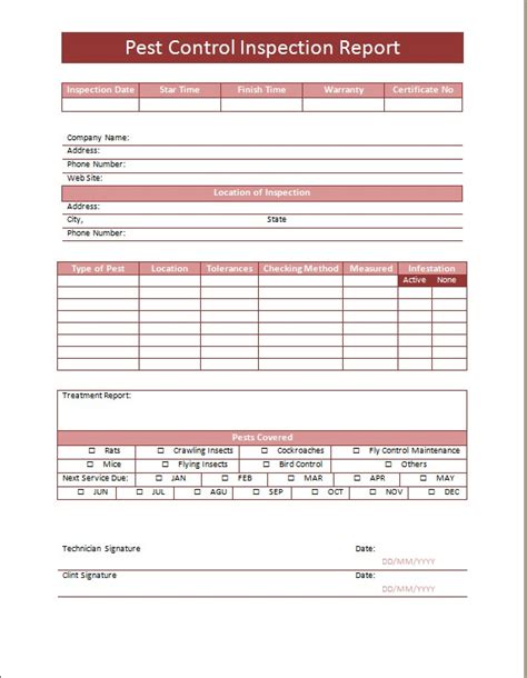 Pest Control Report Template (1) - TEMPLATES EXAMPLE | TEMPLATES EXAMPLE | Report template, Book ...