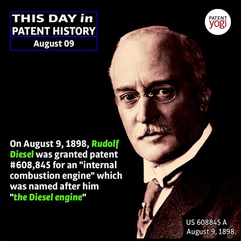 On August 9, 1898, Rudolf Diesel was granted patent for Diesel engine - This Day in Patent ...