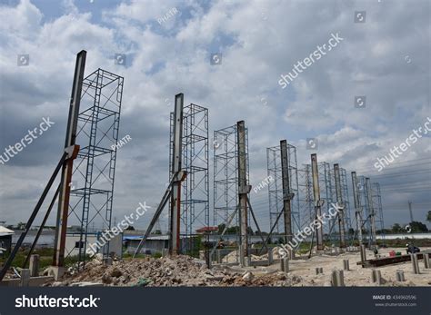 Structural Steel Column Factory Under Construction Stock Photo ...