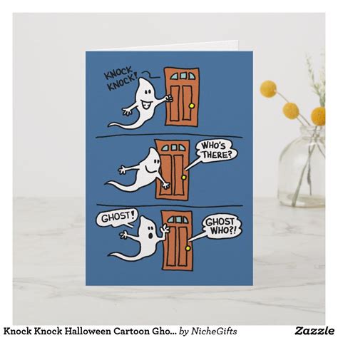 Knock Knock Halloween Cartoon Ghost Kids Greeting Card | Zazzle.com | Halloween cartoons
