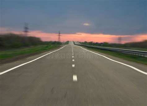 Road To Horizon at the Evening Stock Photo - Image of landscape, long ...