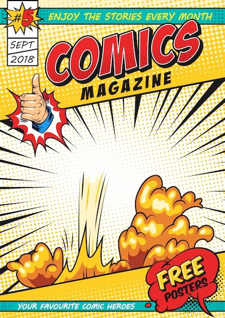 Free Vector | Colorful comic magazine cover template