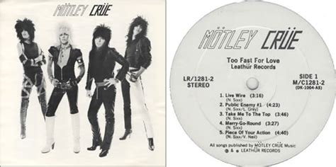 Motley Crue Too Fast For Love - 2nd + Insert 1 US vinyl LP album (LP ...