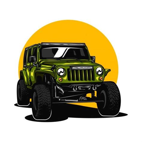 Jeep car illustration with solid color | Premium Vector #Freepik #vector #car #road #street # ...