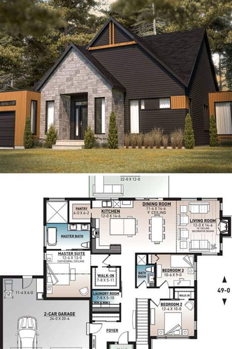 Sims House Plans, Dream House Plans, House Floor Plans, Scandinavian Farmhouse, Bedroom ...