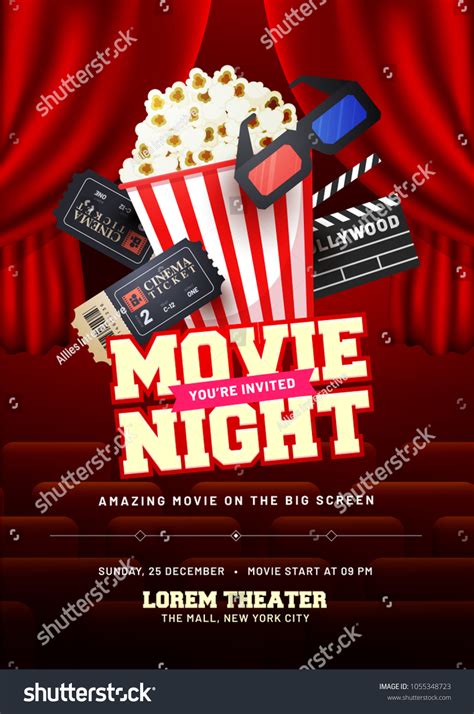 Movie Night Concept Creative Template Cinema Stock Vector (Royalty Free) 1055348723 | Shutterstock