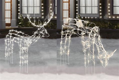 2-Piece Lighted Animated Holiday Deer Family 210 Clear Lights 48 Animated Buck and 42 Animated ...