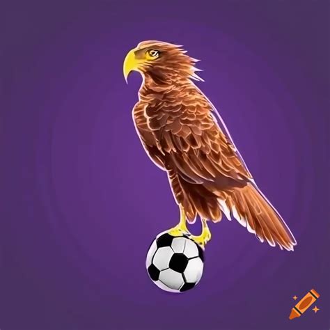 Purple background with a hawk playing soccer on Craiyon